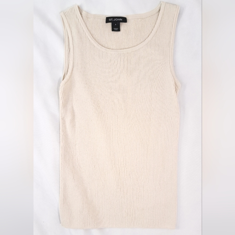 ST. JOHN Wool and Rayon Ribbed Tank Top - Picture 3 of 11